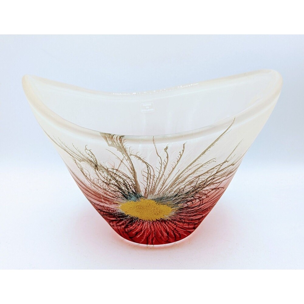 Heron Glass International Amber Fantasia Vase  Feather Style